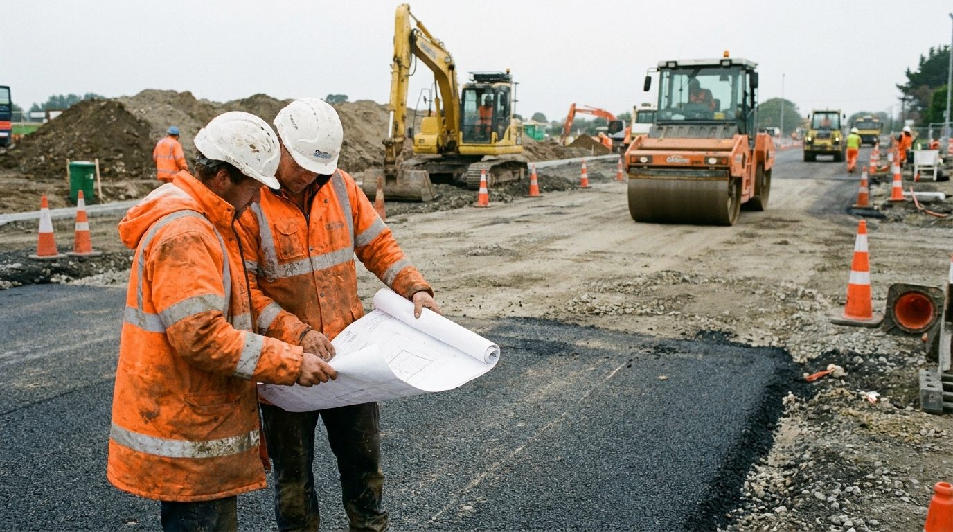 Baustelle mit Fachkräften